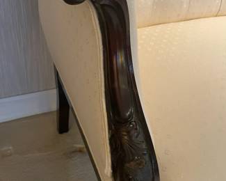 Beautifully Upholstered Carved Wood Framed Sofa