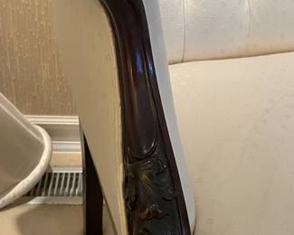 Beautifully Upholstered Carved Wood Framed Arm Chair