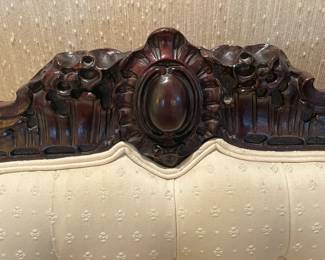 Beautifully Upholstered Carved Wood Framed Arm Chair