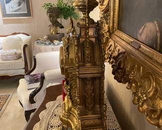 Beautiful Bronze Mantle Clock W/ Back Plate