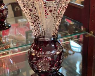 Bohemian Cut Crystal Vase