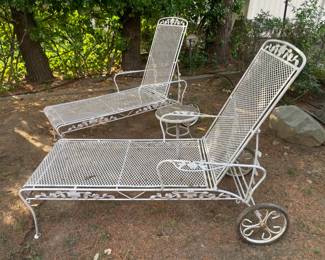 Wrought Iron Lounge Chaise Chairs W/ Wheels