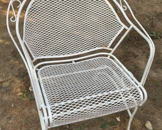 Wrought Iron Oval Dining Table W/ 6 Bouncing Arm Chairs