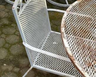 Wrought Iron Patio Table Set W/ Table & 4 Arm Chairs