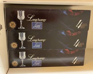Boxed Longchamp Crystal Stemware (Multiple Quantities Available)