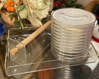 Lucite Tray, Ice Bucket, & Paper Towel Holder