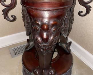 Large & Heavy Double Handled Urn On Base