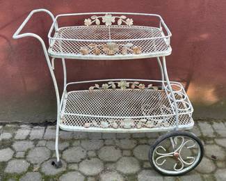 Wrought Iron Tea Cart W/ Wheels
