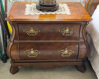 Elegant Henredon Bedroom Suite W/ Long Lowboy Dresser, Wall Mirror, 2 Nightstands, & Tall Armoire Cabinet