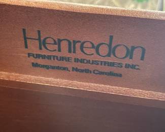 Elegant Henredon Bedroom Suite W/ Long Lowboy Dresser, Wall Mirror, 2 Nightstands, & Tall Armoire Cabinet