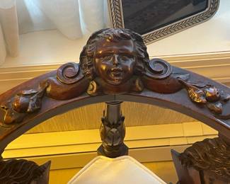 Carved Figural Upholstered Arm Chair