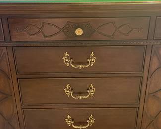 Sideboard Cabinet W/ 2 Doors, 4 Drawers, & Brass Hardware