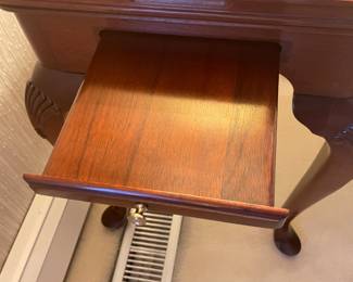 Antique Wooden End Table W/ Pull Out Desk Writing Platform