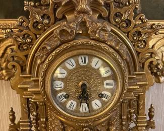 Beautiful Bronze Mantle Clock W/ Back Plate