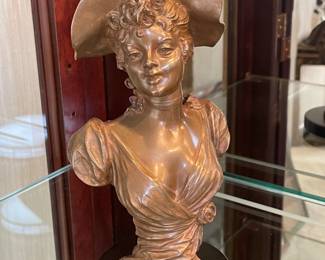 Marcel Debut Signed Bronze Bust Figurine