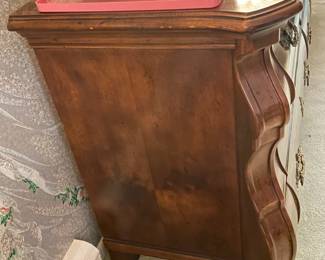Elegant Henredon Bedroom Suite W/ Long Lowboy Dresser, Wall Mirror, 2 Nightstands, & Tall Armoire Cabinet