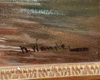 Large Antique Framed Signed Painting