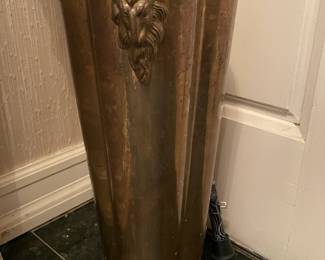 Ornate Ram's Head Brass Umbrella Holder