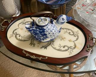 Server Tray W/ Duck Teapot