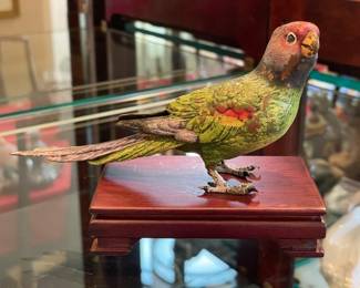 Heavy Bird Figurine On Wooden Base (Austria)