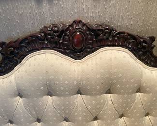 Beautifully Upholstered Carved Wood Framed Sofa