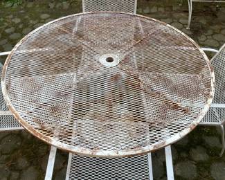 Wrought Iron Patio Table Set W/ Table & 4 Arm Chairs