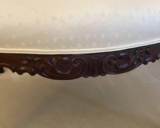 Beautifully Upholstered Carved Wood Framed Arm Chair