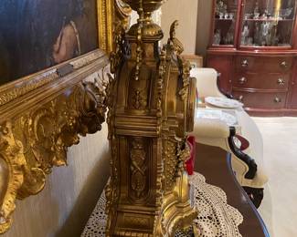 Beautiful Bronze Mantle Clock W/ Back Plate
