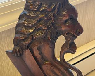 Carved Figural Upholstered Arm Chair