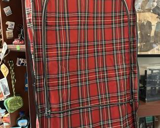 Vintage Red Scotch Plaid Garment Bag / Suitcase