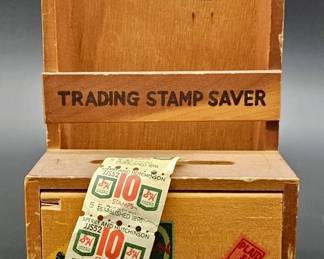 1960's Wooden Green Stamp Stamp & Book Holder