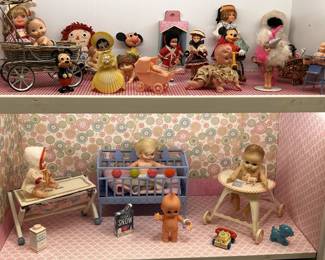 Vogue Ginnette Baby Dall & Vogue Bathinette +
1964 Suzy Cute & the Original Crib She Came With by Deluxe Reading 
Kewpie Doll, Raggedy Ann Doll, Mickey Mouse Dolls, Cultural Dolls, Vintage Dolls, Doll Toys, Accessories, and Furniture
