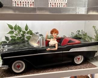 I Love Lucy, Lucy Gets in Pictures Barbie Doll +
1957 Chevrolet Bel Air Convertible Die Case Model Car