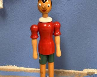 Vintage 12in Hand Painted Wooden Pinocchio Doll