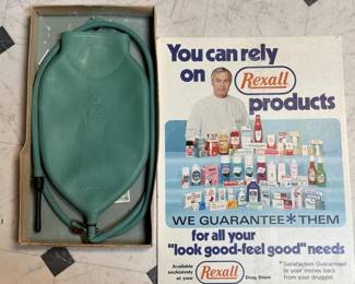 Vintage Rexall Rubber Hot Water Bottle in Box