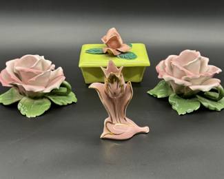Capodimonte-Look Pink Roses & a Trinket Box