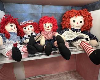 2- Raggedy Andy & 2- Raggedy Ann Dolls