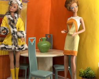 2-1966 & 1976 Barbie, 1 in #1459 Great Coat Outfit
Which came out in 1970 with yellow coat, fur collar & hat
Outfits & Room Accessories
