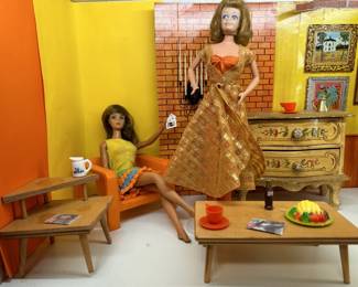 1966 Skipper & Midge in 1963 Dinner at Eight #946
\3D Items in Their Mid Century Modern Living Room, as pictured
