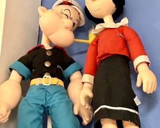 1986 Popeye & Olive Oyl Cloth Dolls by Presents
