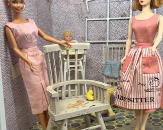 2-Barbie Dolls, 1 Baby Sitter Outfit & Accessories