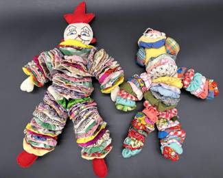 (2) Vintage Folk Art Yo-Yo Clown Dolls