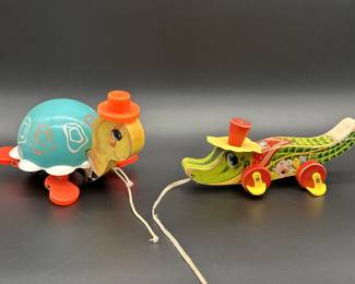 1960's Fisher Price Pull Along Turtle & Alligator