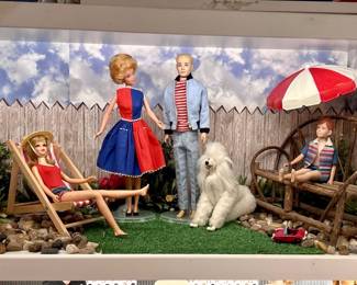 Vintage Barbie & Ken Dolls, Barbie's Dog Prince - Barbie's White French Poodle, Lawn Doll Furniture and Accessories, as pictured