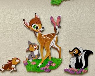1960's Bambie & Thumper Pressboard Wall Decor