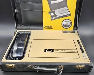 IMTS TEL-COM 150A Portable Telephone in Case with manual
Phone was used by Fort Worth Doctor back in the 70’s - Made by Integrated Systems Technology in Garland, TX
Only 2100 were made in the 1970's
Measures 18 x 12 x 4in