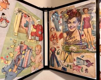 Deluxe Wall Display w/ 32-Vtg. Paper Doll Sets