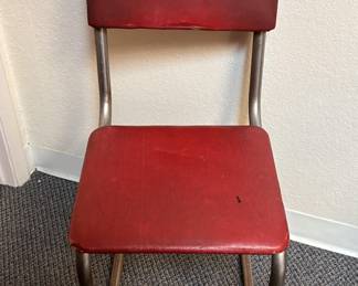 Mid Century Chrome & Red Vinyl Dinette Chair