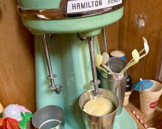 Vtg. Green Hamilton Beach Green 3-Head Malt Mixer