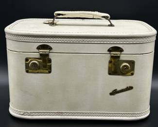 1950's White Emerald Train Case w/ Lift Out Tray